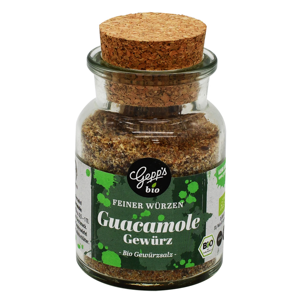 Gepp's Bio Guacamole Gewürz im Glas – authentische Bio-Würzmischung für köstliche Guacamole und mehr. Jetzt im Biomarkt Landgefühl in Wiehl kaufen!