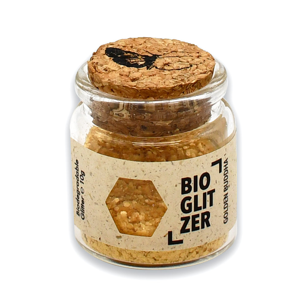 Biologisch abbaubarer Glitzer/Glitter von Birkenspanner im Online-Shop des Biomarkt Landgefühl - golden Buddha - gold