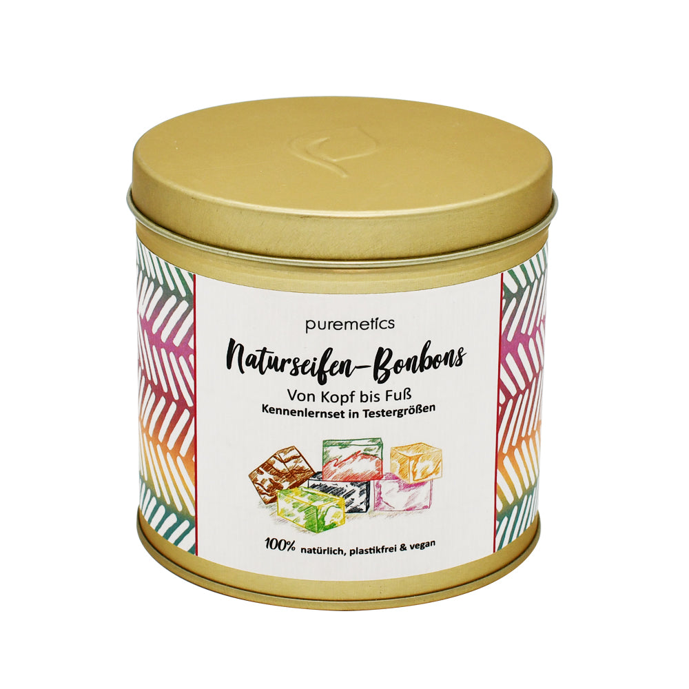 Naturseifen Bonbons Testset von Puremetics online kaufen im Online-Shop vom Biomarkt Landgefühl in Wiehl