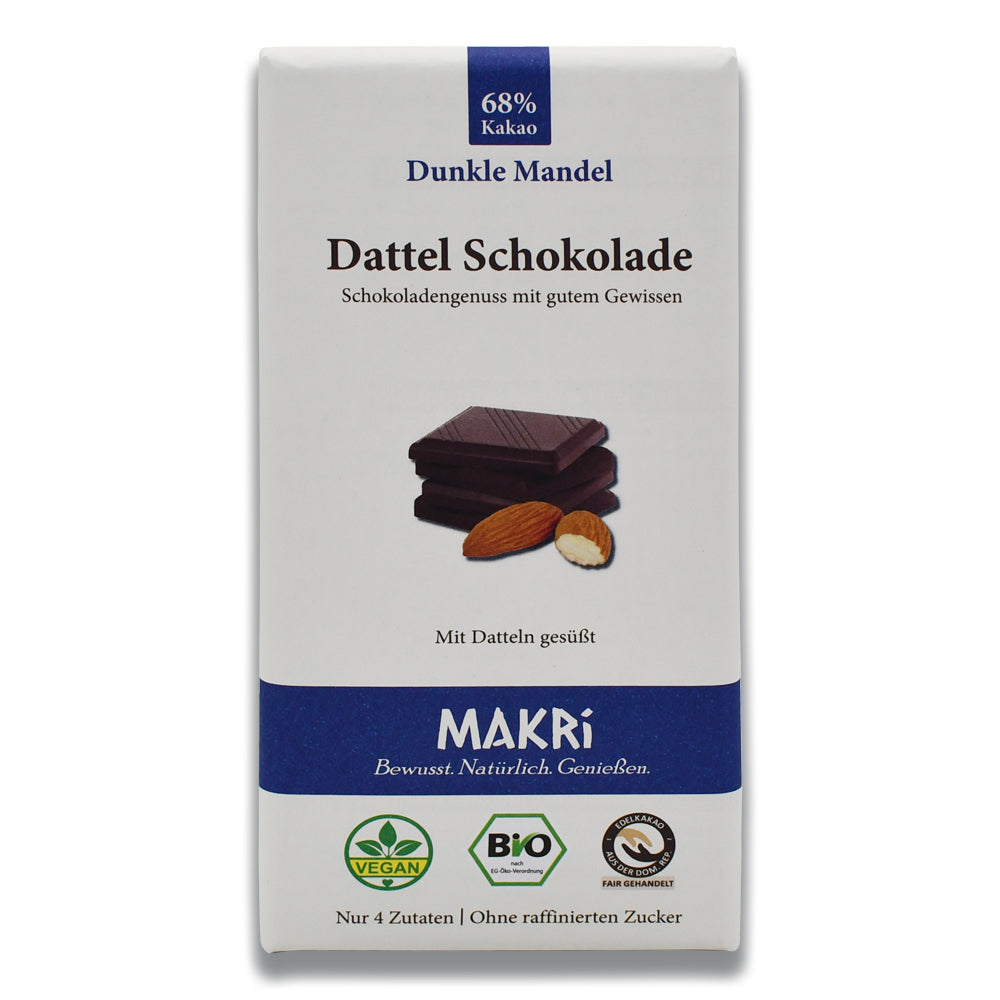 Dunkle-Mandel-Biomarkt-Landgefuehl-Makri-Schokolade-Vegan-Online-Shop - Bio - online shoppen