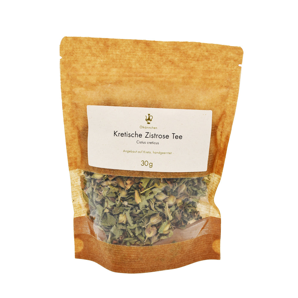 Ölkännchen Kretischer Bio-Zistrose Tee – 30 g Beutel. Jetzt im Online-Shop vom Biomarkt Landgefühl in Wiehl kaufen!