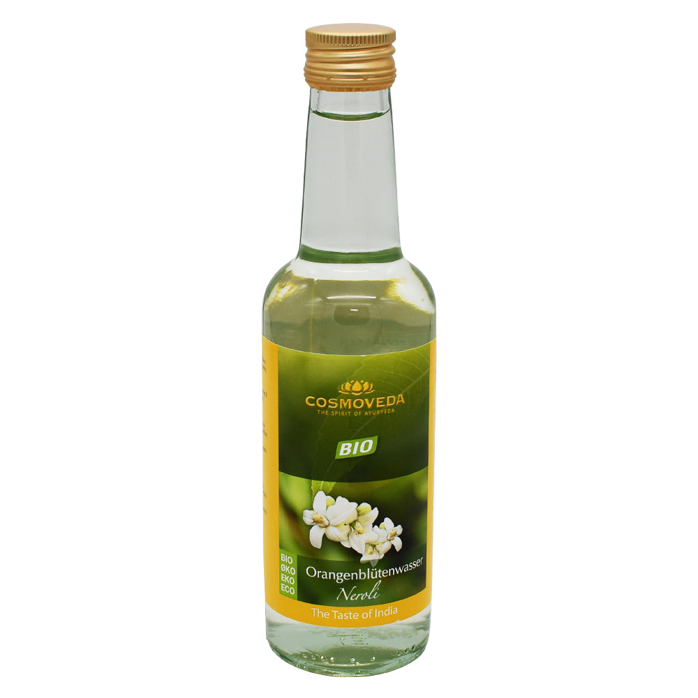 COSMOVEDA Bio Orangenblütenwasser – 250 ml Flasche. Jetzt im Online-Shop vom Biomarkt Landgefühl in Wiehl kaufen!