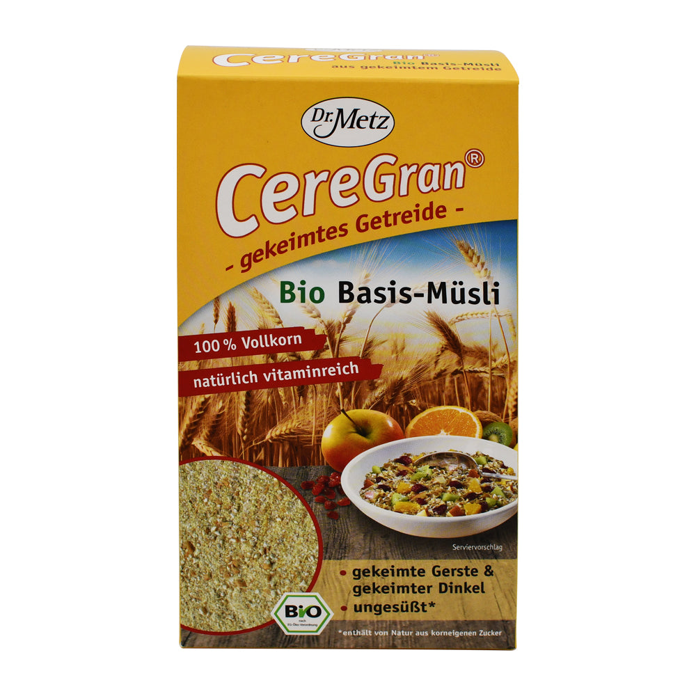 Dr. Metz CereGran® – Bio Basis-Müsli aus gekeimter Gerste und Dinkel. Jetzt im Online-Shop vom Biomarkt Landgefühl in Wiehl kaufen!