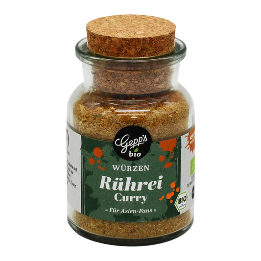 Gepp's Bio Rührei Curry Gewürz im stilvollen Glas – aromatische Bio-Würzmischung für Rührei und mehr. Jetzt im Biomarkt Landgefühl in Wiehl kaufen!