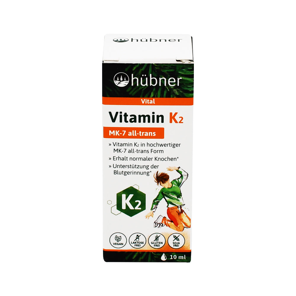 Vitamin K2 Tropfen von Hübner – veganes Nahrungsergänzungsmittel für starke Knochen und normale Blutgerinnung, 10 ml. Jetzt online kaufen!