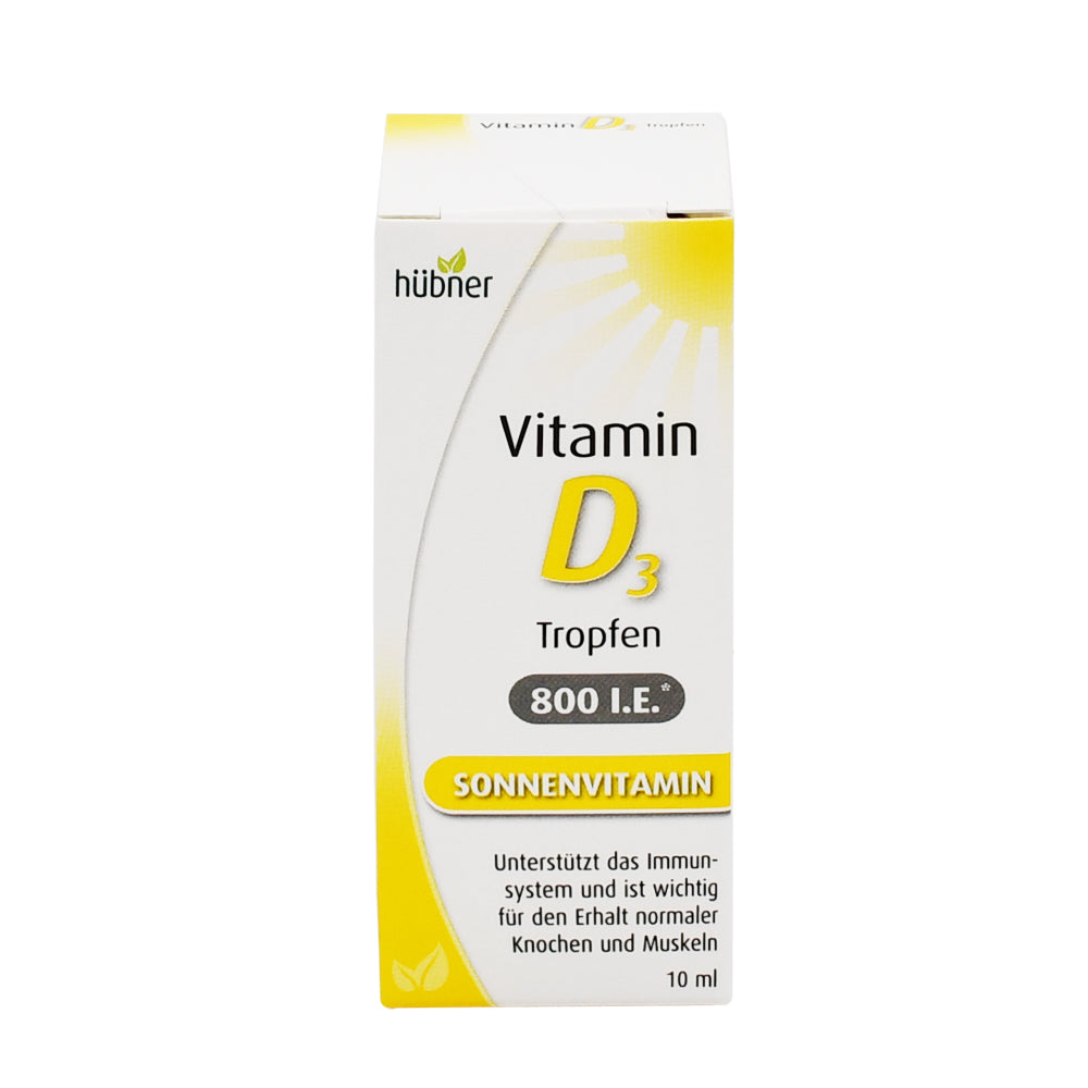 hübner® Vitamin D3 Tropfen – 10 ml Fläschchen mit Pipette. Jetzt im Online-Shop vom Biomarkt Landgefühl in Wiehl kaufen!