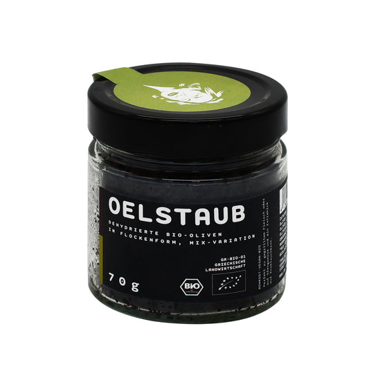 OELSTAUB Mix – Dehydrierte Bio-Olivenflocken mit Kräutern. Jetzt im Online-Shop vom Biomarkt Landgefühl in Wiehl kaufen!