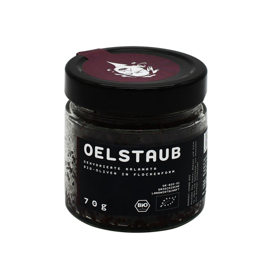 OELSTAUB Kalamata – Dehydrierte Kalamata Bio-Olivenflocken. Jetzt im Online-Shop vom Biomarkt Landgefühl in Wiehl kaufen!
