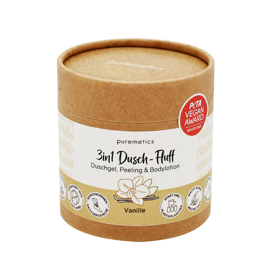 3in1 Dusch-Fluff von puremetics in Vanille online kaufen, bestellen im Online-Shop vom Biomarkt Landgefühl