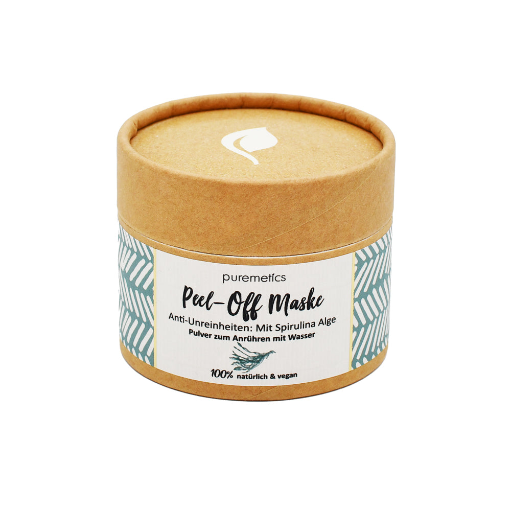 puremetics Peel-Off Maske 'Anti-Unreinheiten' mit Spirulina Alge – Klärende Pflege, reduziert Unreinheiten und mattiert die Haut. Jetzt kaufen!