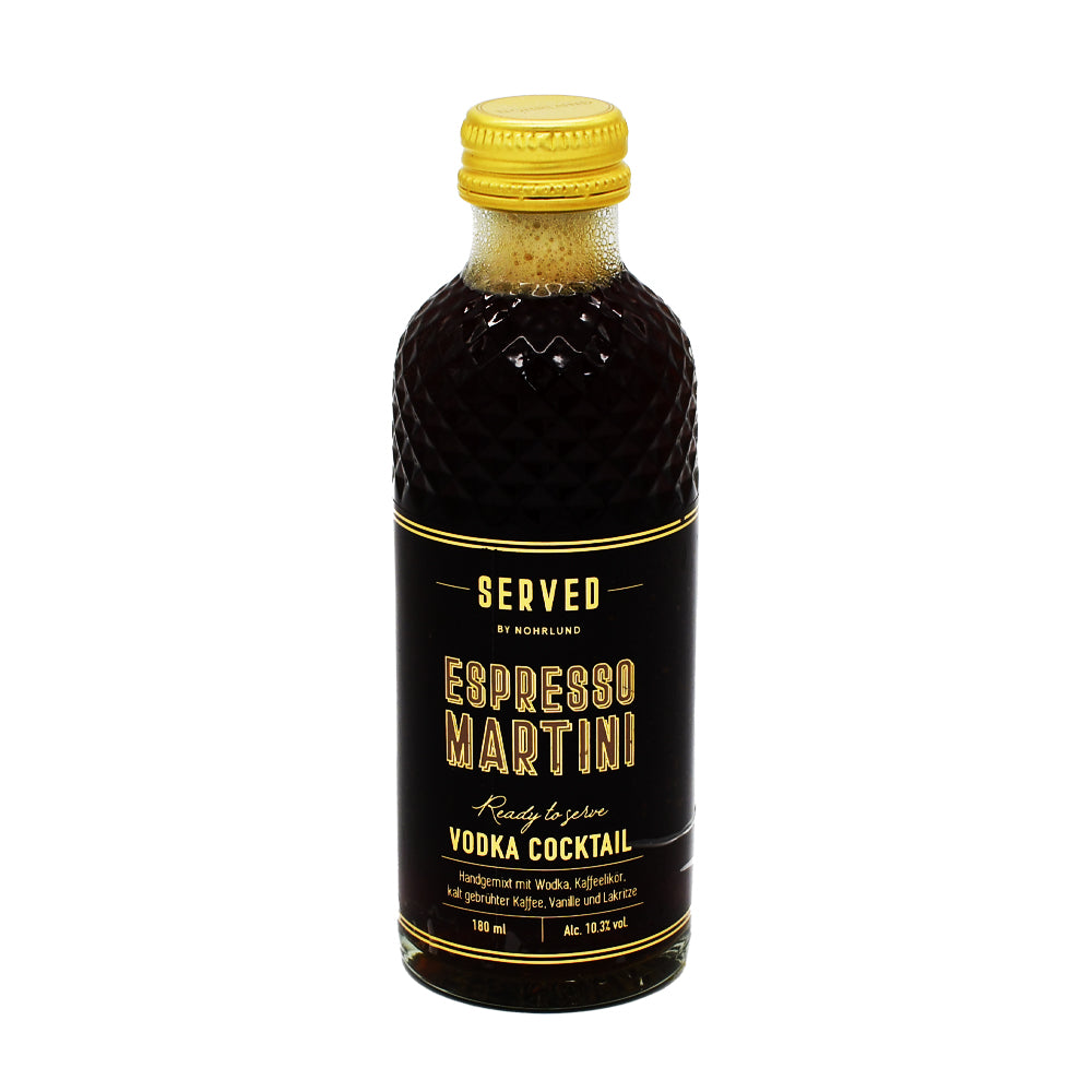 Nohrlund Espresso Martini – 180 ml Bio-Cocktail in eleganter Glasflasche. Jetzt im Online-Shop vom Biomarkt Landgefühl in Wiehl kaufen!