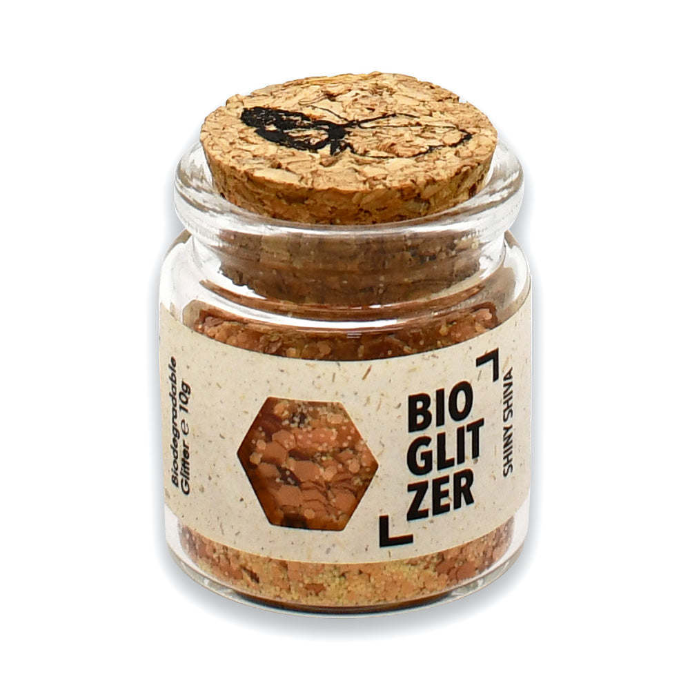 Biologisch abbaubarer Glitzer/Glitter von Birkenspanner im Online-Shop des Biomarkt Landgefühl - shiny shiva - Kupfer - Roségold 